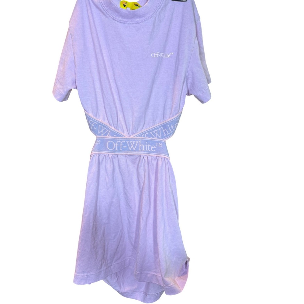 Off-White Kids Girls Lavender Cutout Logo Band Dress Size 4